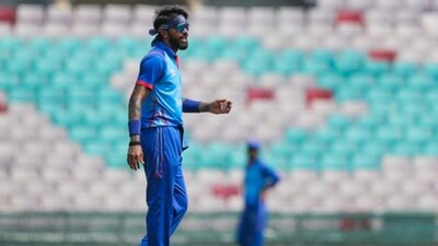 Hardik Pandya in action during a match at the 18th edition of D Y Patil T20 Cup 2024. (PTI)