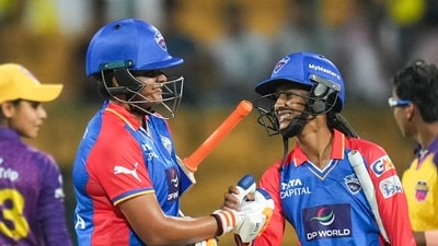 Delhi Capitals batters Shafali Verma and Jemimah Rodrigues celebrate after winning the Women's Premier League (WPL) match over UP Warriorz (PTI) Delhi Capitals batters Shafali Verma and Jemimah Rodrigues celebrate after winning the Women's Premier League (WPL) match over UP Warriorz (PTI)