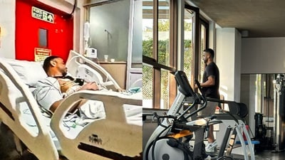 Zerodha CEO Nithin Kamath shared pictures of himself on a hospital bed and during his recovery on social media on Monday, along with a lengthy post. (X/@Nithin0dha) Zerodha CEO Nithin Kamath shared pictures of himself on a hospital bed and during his recovery on social media on Monday, along with a lengthy post. (X/@Nithin0dha)