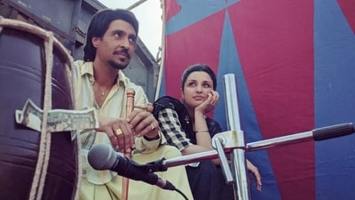 Diljit Dosanjh and Parineeti Chopra in a still from Chamkila.