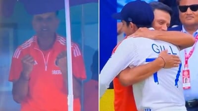 Rahul Dravid was the epitome of emotions after India's win. (Screengrab) Rahul Dravid was the epitome of emotions after India's win. (Screengrab)