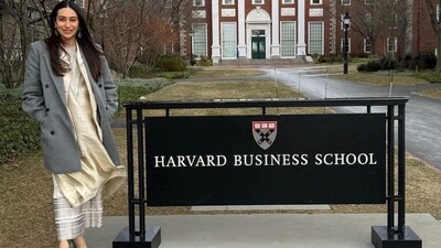 In one of the pictures she shared, Karisma can be seen posing with a sign that reads Harvard Business School. (Instagram) In one of the pictures she shared, Karisma can be seen posing with a sign that reads Harvard Business School. (Instagram)