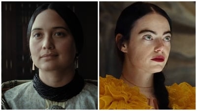 Lily Gladstone and Emma Stone in a still from Killers of the Flower Moon and Poor Things respectively. Lily Gladstone and Emma Stone in a still from Killers of the Flower Moon and Poor Things respectively.