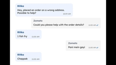 Zomato hopped on the viral ‘ek machhli pani mein gayi’ trend and how. (X/Zomato) Zomato hopped on the viral ‘ek machhli pani mein gayi’ trend and how. (X/Zomato)