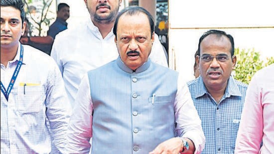 Mumbai, India – Feb 26, 2024: Deputy CM Ajit Pawar arrives during the first day of the Maharashtra Budget Session, at Vidhan Bhavan, Nariman Point, in Mumbai, India, on Monday, Feb 26, 2024. (Photo by Bhushan Koyande/HT Photo)