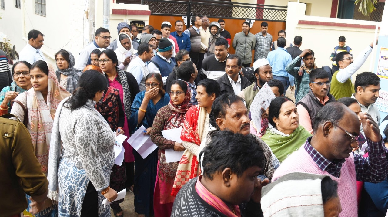 Aspirants gather at an examination centre to appear in the Competency Test for teachers of the state (Photo By Santosh Kumar) Aspirants gather at an examination centre to appear in the Competency Test for teachers of the state (Photo By Santosh Kumar)
