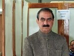 Himachal Pradesh CM Sukhvinder Singh Sukhu casts his vote for the Rajya Sabha elections, at a polling booth in Shimla on Tuesday. (ANI Photo)