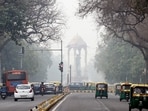 New Delhi, India - Feb. 20, 2024: Tilak Marg near India Gate covered with mist after midnight rainfall in New Delhi, India, on Tuesday, February 20, 2024. (Photo by Arvind Yadav/ Hindustan Times) New Delhi, India - Feb. 20, 2024: Tilak Marg near India Gate covered with mist after midnight rainfall in New Delhi, India, on Tuesday, February 20, 2024. (Photo by Arvind Yadav/ Hindustan Times)