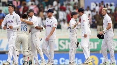 Ranchi, Feb 26(ANI): England players react after series defeat against India during Day 4 of the 4th Test match against England, at JSCA International Stadium Complex, in Ranchi on Monday. India leads 3-1 in the 5-match test series. (ANI Photo) (ANI) Ranchi, Feb 26(ANI): England players react after series defeat against India during Day 4 of the 4th Test match against England, at JSCA International Stadium Complex, in Ranchi on Monday. India leads 3-1 in the 5-match test series. (ANI Photo) (ANI)