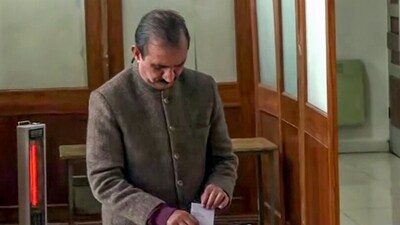 Himachal Pradesh chief minister Sukhvinder Singh Sukhu casts his vote for the Rajya Sabha elections, at a polling booth in Shimla on Tuesday. (ANI) Himachal Pradesh chief minister Sukhvinder Singh Sukhu casts his vote for the Rajya Sabha elections, at a polling booth in Shimla on Tuesday. (ANI)