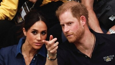 Prince Harry and Meghan Markle attend the sitting volleyball finals at the 2023 Invictus Games, an international multi-sport event for injured soldiers, in Duesseldorf, Germany September 15, 2023 (REUTERS/Piroschka Van De Wouw/File Photo) (REUTERS)