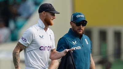 England's Ben Stokes with coach Brendon McCullum before the match (REUTERS)
