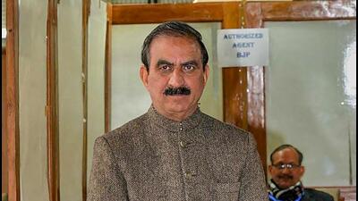 Himachal Pradesh chief minister Sukhvinder Singh Sukhu voting in Shimla. (PTI) Himachal Pradesh chief minister Sukhvinder Singh Sukhu voting in Shimla. (PTI)