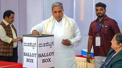 Karnataka Chief Minister Siddaramaiah on Tuesday cast his vote for the high-octane Rajya Sabha election. (PTI) Karnataka Chief Minister Siddaramaiah on Tuesday cast his vote for the high-octane Rajya Sabha election. (PTI)