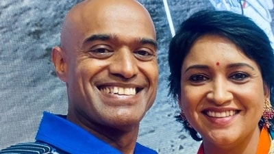Lena shared a picture with Captain Prasanth Nair on her Instagram. Lena shared a picture with Captain Prasanth Nair on her Instagram.