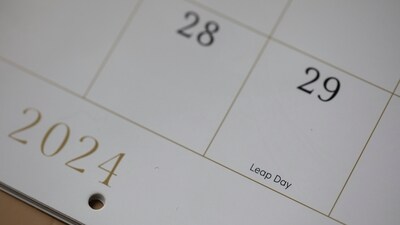 A calendar shows the month of February, including leap day, February 29. (AP) A calendar shows the month of February, including leap day, February 29. (AP)
