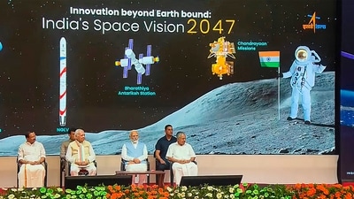 PM Modi further expressed pride and happiness that most components used in the Gaganyaan human flight mission are made in India. (PTI) PM Modi further expressed pride and happiness that most components used in the Gaganyaan human flight mission are made in India. (PTI)