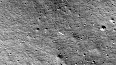 The American lunar lander Odysseus tipped over during touchdown but managed to send back its first images from the farthest south, a place where no spacecraft had landed before. (AFP) The American lunar lander Odysseus tipped over during touchdown but managed to send back its first images from the farthest south, a place where no spacecraft had landed before. (AFP)