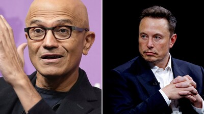 Elon Musk's comment on Satya Nadella’s post has prompted people to share varied reactions. (AP, File Photo) Elon Musk's comment on Satya Nadella’s post has prompted people to share varied reactions. (AP, File Photo)