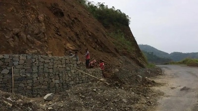 File photo: Workers seen on the Indian side of the Kaladan project at Lawngtlai in Mizoram. (HT Photo) File photo: Workers seen on the Indian side of the Kaladan project at Lawngtlai in Mizoram. (HT Photo)
