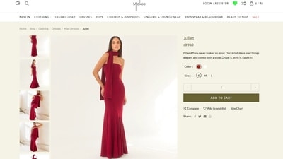 Shehnaaz's red gown is available on the official Miakee website. The maxi dress is called the Juliet. Adding the strapless ensemble to your date-night collection will cost you  <span class='webrupee'>₹</span>3,960.&nbsp; (Instagram/@shehnaazgill)