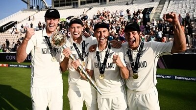 He then played an integral role in New Zealand beat India by eight wickets at the Ageas Bowl and winning the inaugural World Test Championship. (ICC) He then played an integral role in New Zealand beat India by eight wickets at the Ageas Bowl and winning the inaugural World Test Championship. (ICC)