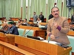 Chief minister Sukhvinder Singh Sukhu addresses the assembly during the budget session in Shimla on Thursday. (HT Photo) Chief minister Sukhvinder Singh Sukhu addresses the assembly during the budget session in Shimla on Thursday. (HT Photo)