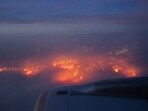 An aerial view of the scorching wildfire across Texas panhandle. An aerial view of the scorching wildfire across Texas panhandle.