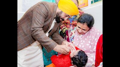 CM Bhagwant Mann during inauguration of 30-bed newly constructed Mother Child Hospital in Jalandhar. (HT File)