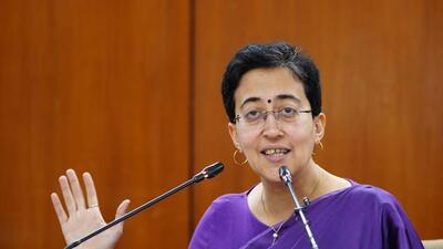 Delhi power minister Atishi at a press conference in New Delhi on Wednesday. (HT Photo) Delhi power minister Atishi at a press conference in New Delhi on Wednesday. (HT Photo)