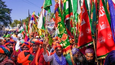 Ajmer: Muslim devotees take part in a religious procession during the Urs of Khwaja Moinuddin Chishti at Ajmer Sharif Dargah in January. (PTI file photo) Ajmer: Muslim devotees take part in a religious procession during the Urs of Khwaja Moinuddin Chishti at Ajmer Sharif Dargah in January. (PTI file photo)