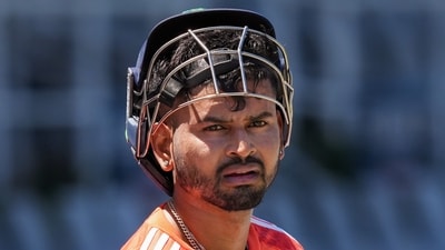 Shreyas Iyer during a practice session before a Test cricket match against South Africa (PTI) Shreyas Iyer during a practice session before a Test cricket match against South Africa (PTI)