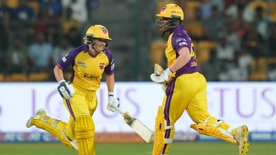 UP Warriorz' captain Alyssa Healy and Kiran Navgire run between the wickets (PTI) UP Warriorz' captain Alyssa Healy and Kiran Navgire run between the wickets (PTI)