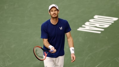 Britain's Andy Murray reacts during his round of 16 match against France's Ugo Humbert (REUTERS)