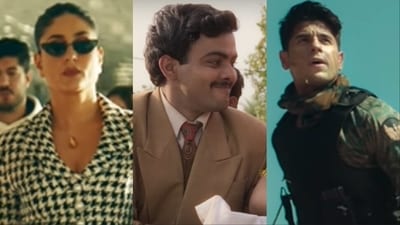 (L-R) Stills from The Crew, Laapataa Ladies, and Yodha. (L-R) Stills from The Crew, Laapataa Ladies, and Yodha.