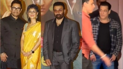 Aamir Khan, Kiran Rao, Sunny Deol, and Salman Khan at Laapataa Ladies screening. Aamir Khan, Kiran Rao, Sunny Deol, and Salman Khan at Laapataa Ladies screening.