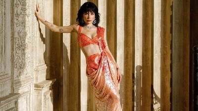 Halsey in a Manish Malhotra saree (Instagram) Halsey in a Manish Malhotra saree (Instagram)