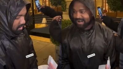 It seems like Kanye West's 'got beef with bunny pens'. A new video that has gone viral shows his latest fan interaction at the Paris Fashion Week 2024. (X) It seems like Kanye West's 'got beef with bunny pens'. A new video that has gone viral shows his latest fan interaction at the Paris Fashion Week 2024. (X)