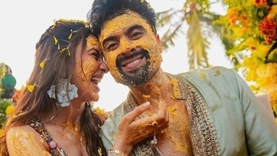 “Love and laughter (yellow heart) #haldi,” Rakul captioned the post on Instagram (Instagram) “Love and laughter (yellow heart) #haldi,” Rakul captioned the post on Instagram (Instagram)