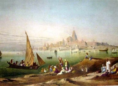The sacred town and temples of Dwarka," from Grindlay's 'Scenery, Costumes and Architecture chiefly on the Western Side of India', London, 1826-30 (Grindlay's/Wikimedia Commons)