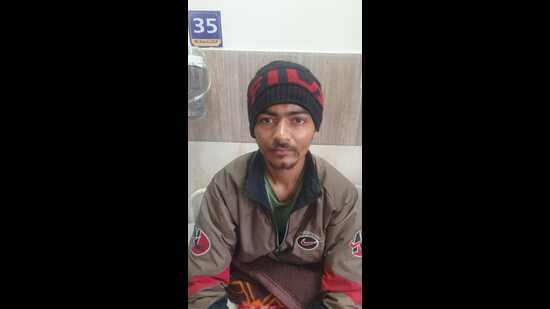 A member of the Davinder Bambiha gang was caught after getting shot in an encounter with the Special Task Force (STF) in Pipli. (HT Photo)