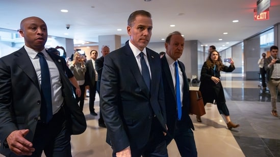 Hunter Biden, son of President Joe Biden, arrives with attorney Abbe Lowell, right, at the O'Neill House Office Building for a closed-door deposition in a Republican-led investigation into the Biden family, (AP)