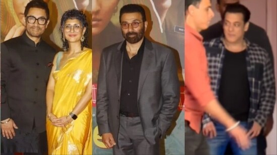 Aamir Khan, Kiran Rao, Sunny Deol, and Salman Khan at Laapataa Ladies screening.