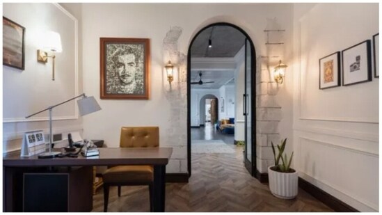 Ranbir and Alia’s home is personalised with sentimental mementoes and he couple’s precious memories. In the couple’s study, a portrait of Ranbir’s grandfather, the late actor-director Raj Kapoor, which is made to look like a black and white collage, stands out.&nbsp;