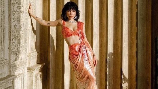 Halsey in a Manish Malhotra saree (Instagram)