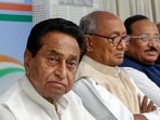 Bhopal: Congress Madhya Pradesh President Kamal Nath with senior leader Digvijaya Singh and other leaders.