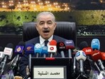TOPSHOT - Palestinian Prime Minister Mohammad Shtayyeh announces his government's resignation and calls for "new political measures" in Ramallah on February 26, 2024, amid the ongoing war in the Gaza Strip. "The next stage and its challenges require new governmental and political measures that take into account the new reality in the Gaza Strip," he said, as he called for inter-Palestinian consensus and the "extension of the (Palestinian) Authority's rule over the entire land of Palestine". (Photo by Zain JAAFAR / AFP) TOPSHOT - Palestinian Prime Minister Mohammad Shtayyeh announces his government's resignation and calls for "new political measures" in Ramallah on February 26, 2024, amid the ongoing war in the Gaza Strip. "The next stage and its challenges require new governmental and political measures that take into account the new reality in the Gaza Strip," he said, as he called for inter-Palestinian consensus and the "extension of the (Palestinian) Authority's rule over the entire land of Palestine". (Photo by Zain JAAFAR / AFP)