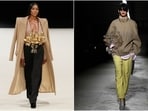 Naomi Campbell closes the show for Balmain; A model presents a collection by Belgian designer Dries Van Noten. 