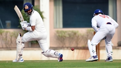 Saurashtra's Cheteshwar Pujara plays a shot (ANI) Saurashtra's Cheteshwar Pujara plays a shot (ANI)