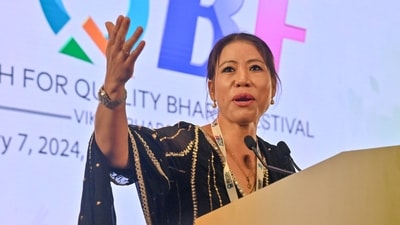 Boxing champion Mary Kom addresses the Youth for Quality Bharat Festival 2024, at Bharat Mandapam in New Delhi (ANI) Boxing champion Mary Kom addresses the Youth for Quality Bharat Festival 2024, at Bharat Mandapam in New Delhi (ANI)